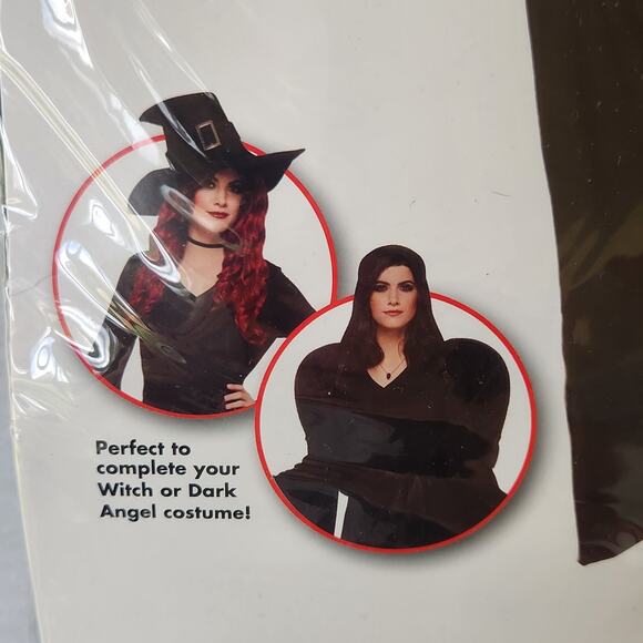 Spirit Halloween Black Hooded Robe Adult Size Large XL Dress Up Witch Dark Angel - Picture 3 of 6